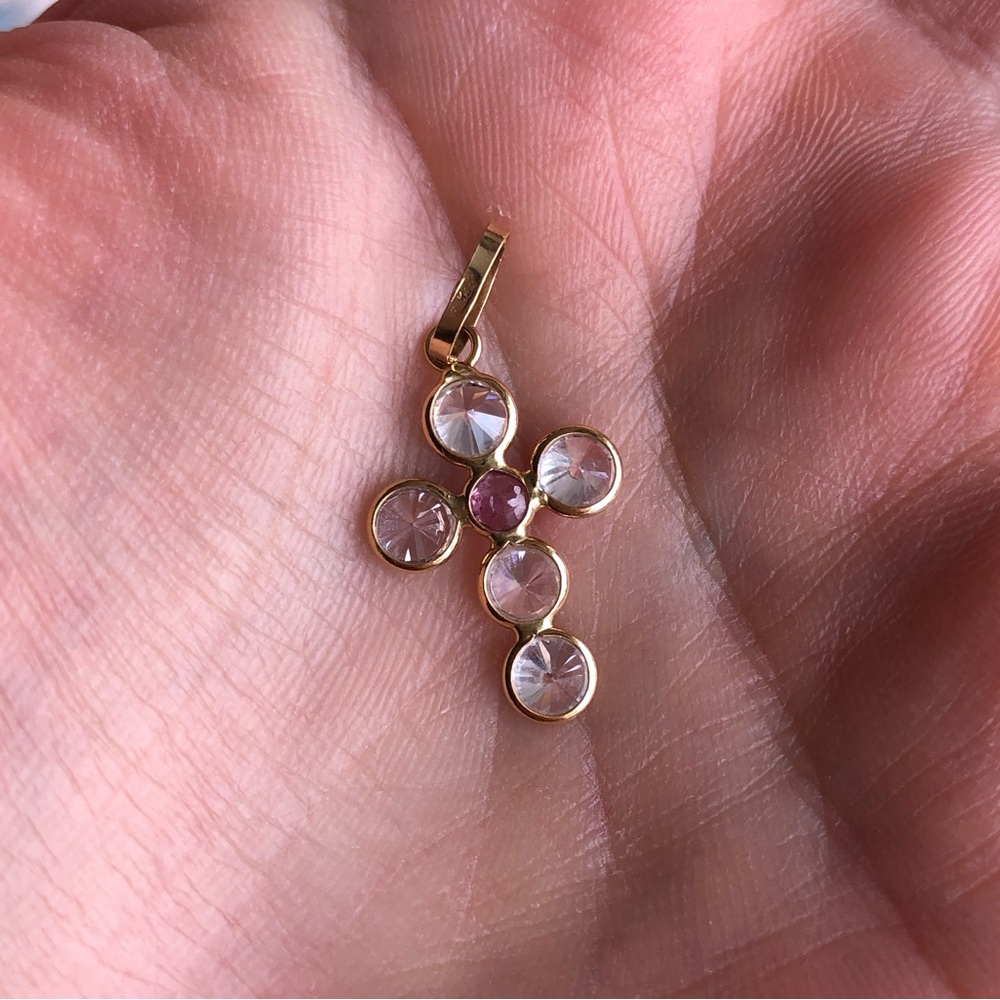 18k solid gold diamond cross vintage